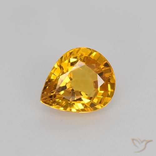 0.70ct 자연스러운 딥 골든 오렌지 사파이어, 배 모양, VVS