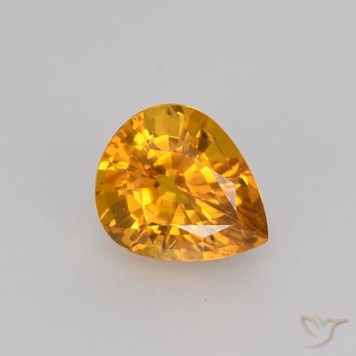 0.82ct 자연스러운 딥 오렌지-골드 사파이어, 배 모양, VVS-VS