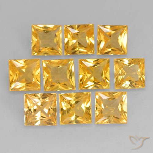 0.39ct 자연스러운 미디엄 골드 사파이어, 정사각형, VS
