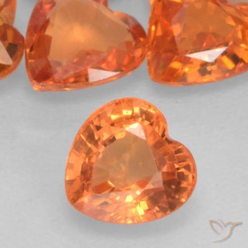 0.50ct 자연스러운 미디엄 오렌지 사파이어, 마음, VVS-VS