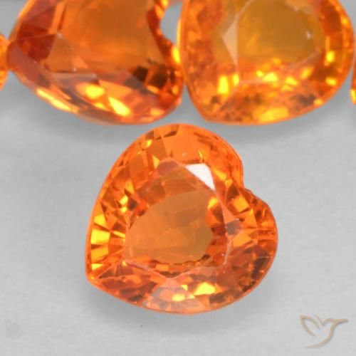 0.51ct 자연스러운 파이어 오렌지 사파이어, 마음, VVS-VS