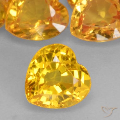 0.51ct 자연스러운 미디엄 골드 사파이어, 마음, VVS-VS