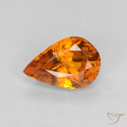 0.54ct 자연스러운 딥 오렌지 사파이어, 배 모양, VS