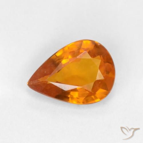 0.55ct 자연스러운 딥 오렌지 사파이어, 배 모양, VVS-VS