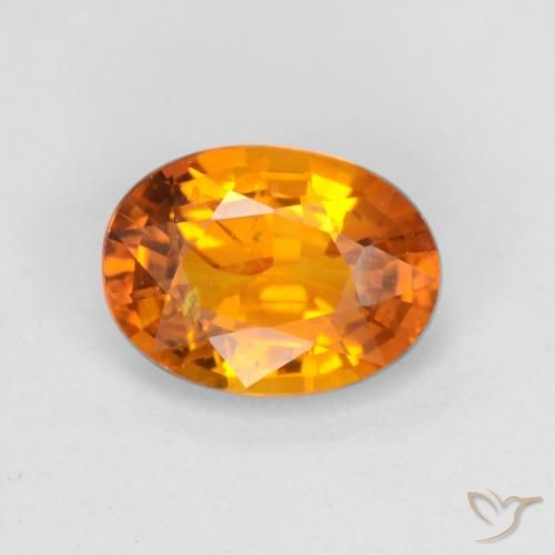 0.70ct 자연스러운 밝은 주황색 사파이어, 타원형, VS