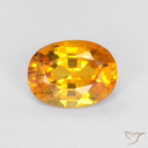 0.78ct 자연스러운 밝은 주황색 사파이어, 타원형, VS
