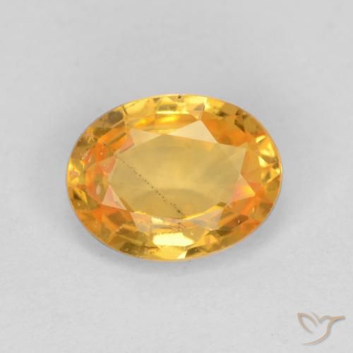 0.78ct 자연스러운 미디엄 라이트 오렌지 골드 사파이어, 타원형, VS
