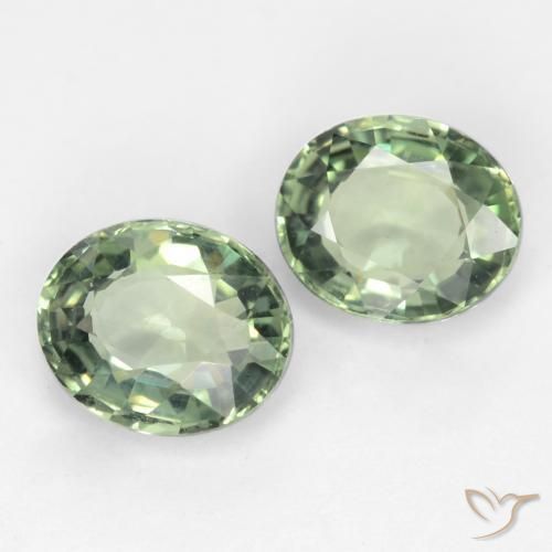 1.58캐럿 천연 Medium Light Green 사파이어 보석, 타원형, VVS-VS