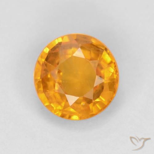 0.60ct 자연스러운 다크 오렌지-골드 사파이어, 둥근, VS