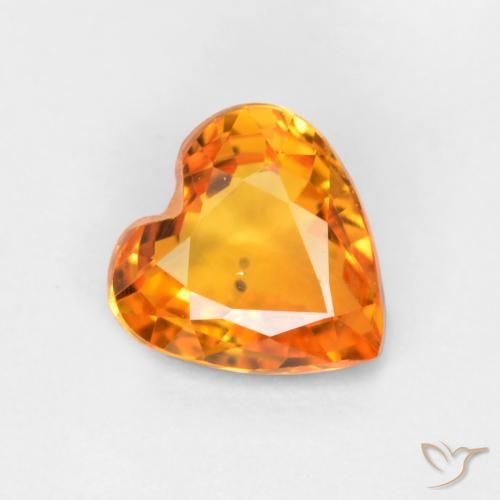 0.45ct 자연스러운 살구 오렌지 사파이어, 마음, VS