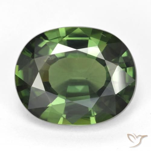 6.03ct 자연스러운 갈색을 띤 녹색 사파이어, 타원형, VVS-VS