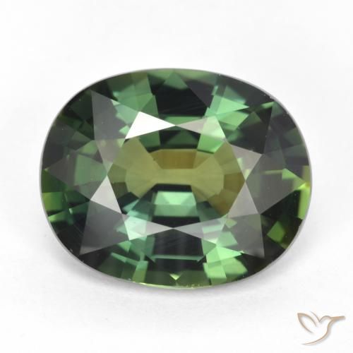 5.17ct 자연스러운 갈색을 띤 녹색 사파이어, 타원형, VVS