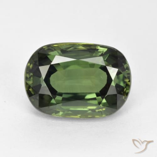 4.05ct 자연스러운 갈색을 띤 녹색 사파이어, 타원형, VVS