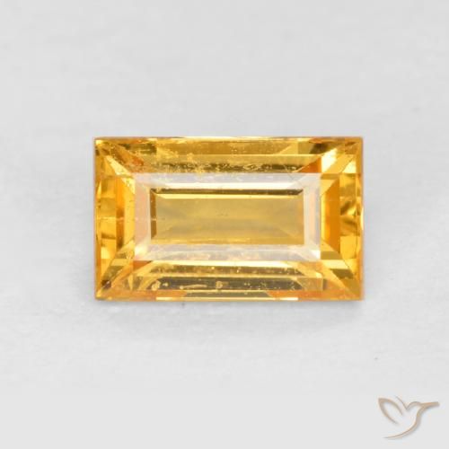0.41ct 자연스러운 골든 오렌지 사파이어, 바게트, VS-SI