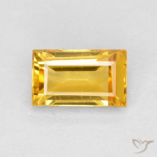 0.42ct 자연스러운 미디엄 골든 사파이어, 바게트, VS