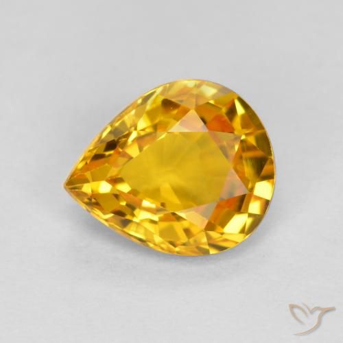 0.72ct 자연스러운 골든 오렌지 사파이어, 배 모양, VVS-VS, Photo A