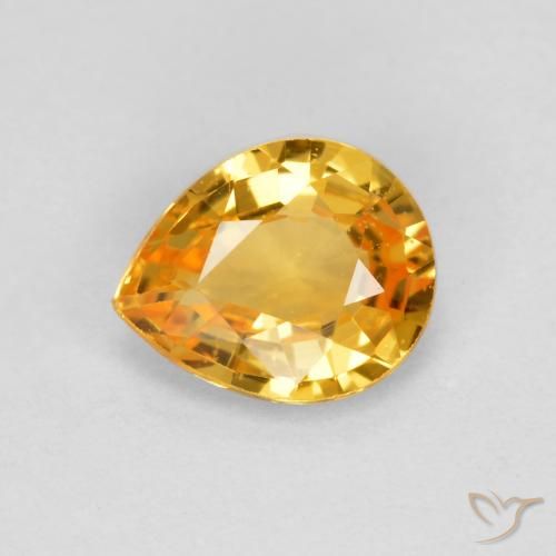 0.60ct 자연스러운 딥 오렌지-골드 사파이어, 배 모양, VVS-VS