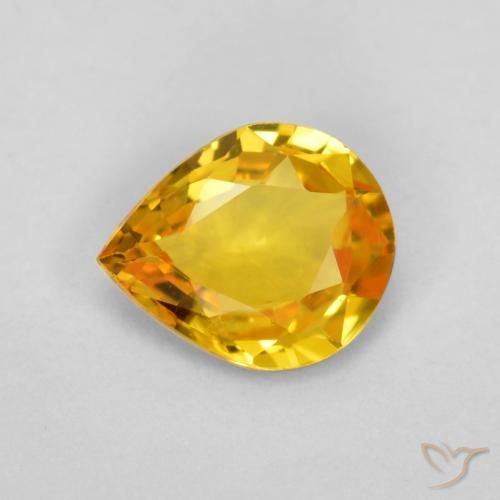 0.55ct 자연스러운 골든 오렌지 사파이어, 배 모양, VVS-VS