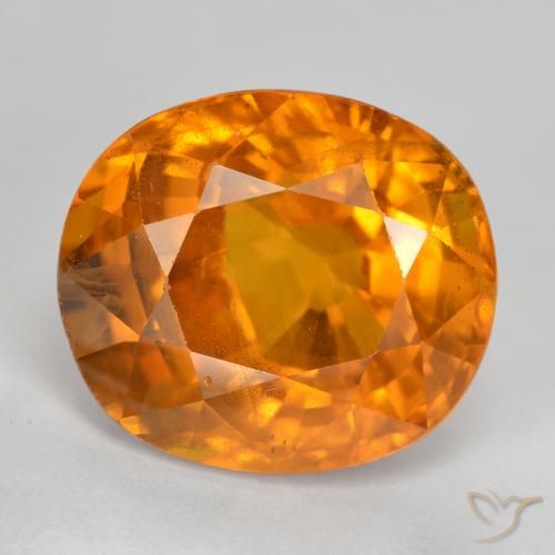 6.87ct 자연스러운 앰버 오렌지 사파이어, 타원형, VS-SI