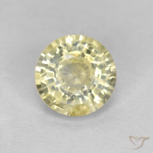0.47ct 자연스러운 옅은 노랑 사파이어, 둥근, VS