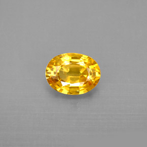1.31캐럿 천연 골든 옐로우 사파이어, 타원형 컷, 7.4×5.6 mm, VVS-VS