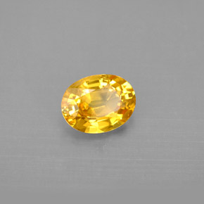 1.31캐럿 천연 골든 옐로우 사파이어, 타원형 컷, 7.4×5.6 mm, VVS-VS