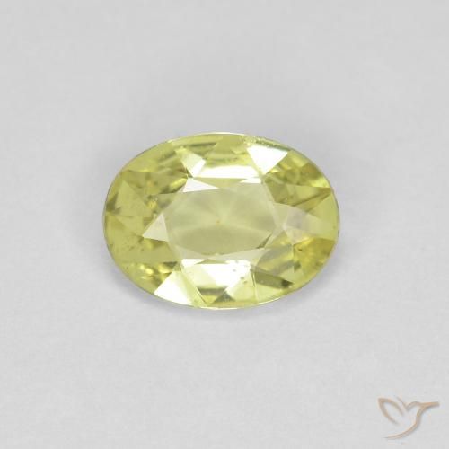 0.66ct 자연스러운 연한 녹황색 사파이어, 타원형, VS