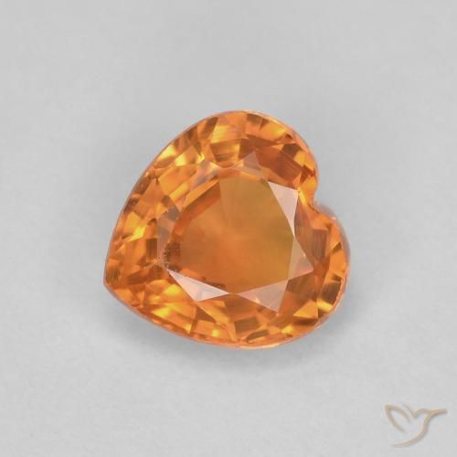 0.48ct 자연스러운 밝은 주황색 사파이어, 마음, VVS