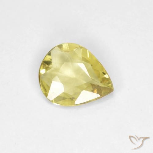 0.39ct 자연스러운 미디엄 옐로우 사파이어, 배 모양, VS