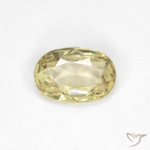 0.48ct 자연스러운 옅은 노랑 사파이어, 타원형, VVS