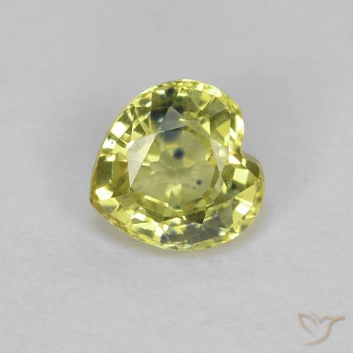 0.55ct 자연스러운 미디엄 옐로우 사파이어, 마음, VS