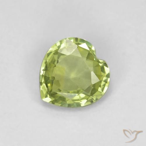 0.37ct 자연스러운 따뜻한 녹색 사파이어, 마음, VVS