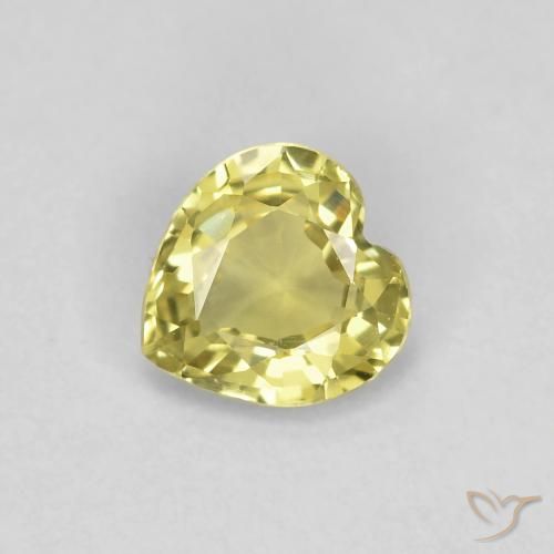 0.42ct 자연스러운 연노랑 사파이어, 마음, VVS-VS