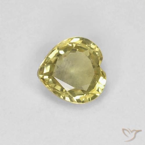 0.42ct 자연스러운 라이트 파인애플 옐로우 사파이어, 마음, VVS