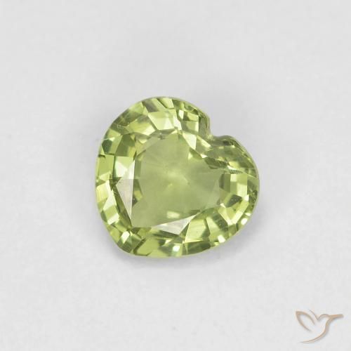 0.39ct 자연스러운 따뜻한 녹색 사파이어, 마음, VVS-VS