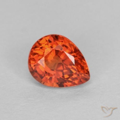 0.43ct 자연스러운 따뜻한 오렌지 사파이어, 배 모양, VVS-VS