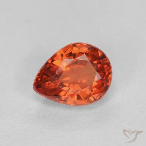 0.42ct 자연스러운 앰버 오렌지 사파이어, 배 모양, VVS-VS