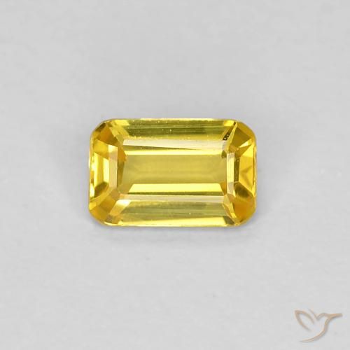 0.34ct 자연스러운 황색을 띠는 금 사파이어, 에메랄드 컷, VVS-VS
