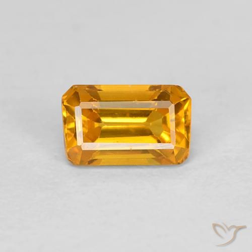 0.50캐럿 천연 딥 골든 오렌지 사파이어, 에메랄드 컷, 5.2×3.3 mm, VVS