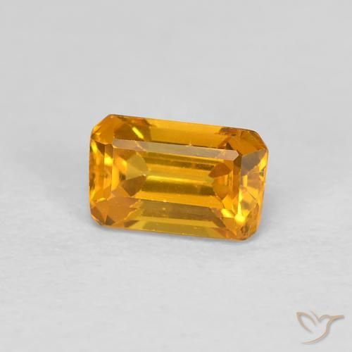 0.50캐럿 천연 딥 골든 오렌지 사파이어, 에메랄드 컷, 5.2×3.3 mm, VVS