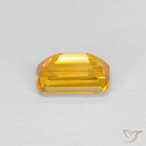 0.50캐럿 천연 딥 골든 오렌지 사파이어, 에메랄드 컷, 5.2×3.3 mm, VVS
