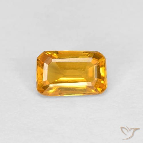 0.39ct 자연스러운 딥 골든 오렌지 사파이어, 에메랄드 컷, VVS