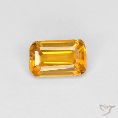 0.36ct 자연스러운 미디엄 오렌지-골드 사파이어, 에메랄드 컷, VVS