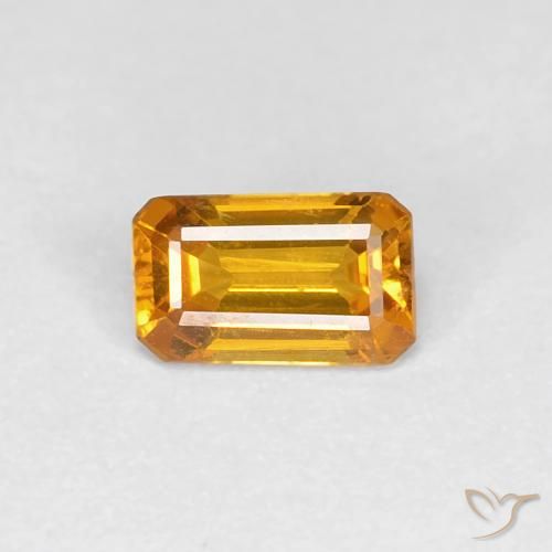 0.44ct 자연스러운 미디엄 오렌지-골드 사파이어, 옥타곤 / 에메랄드 컷, VVS-VS, Photo A
