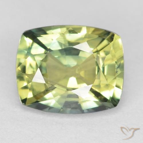 1.07ct 자연스러운 황록색 사파이어, 방석, VS