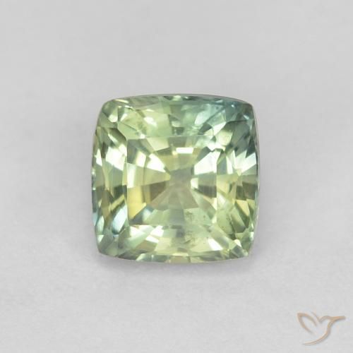 0.87ct 자연스러운 연한 초록색 사파이어, 방석, VVS-VS