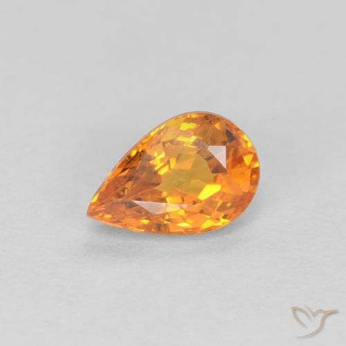 0.57ct 자연스러운 미디엄 오렌지 사파이어, 배 모양, VS
