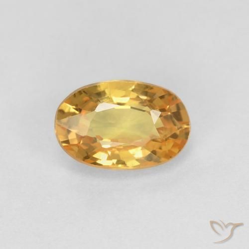 0.70ct 자연스러운 딥 골든 오렌지 사파이어, 타원형, VS