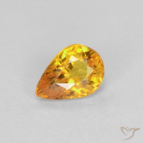 0.60ct 자연스러운 오렌지-골드 사파이어, 배 모양, VVS-VS