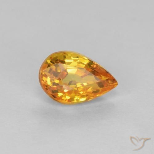 0.61ct 자연스러운 미디엄 오렌지 사파이어, 배 모양, VVS-VS